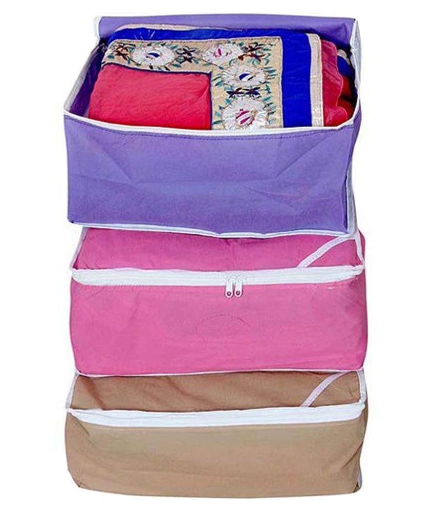     			Non-Woven Saree Cover Cloth Storage & Organizer ( Pack of 3 ) Multi Saree Cover