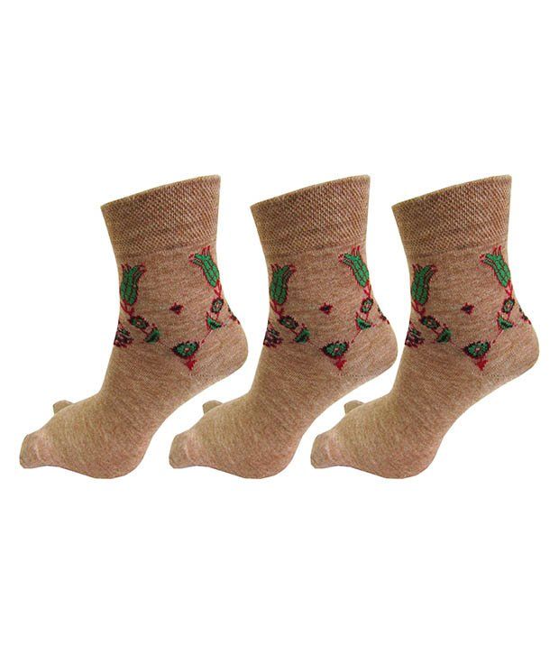     			Rc. Royal Class Beige Woolen Ankle Length Women's Winter Socks (Pack of 3)