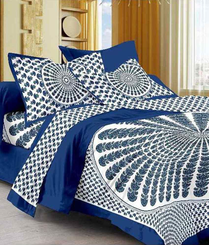 Uniqchoice Double Cotton Blue Abstract Bed Sheet - Buy Uniqchoice