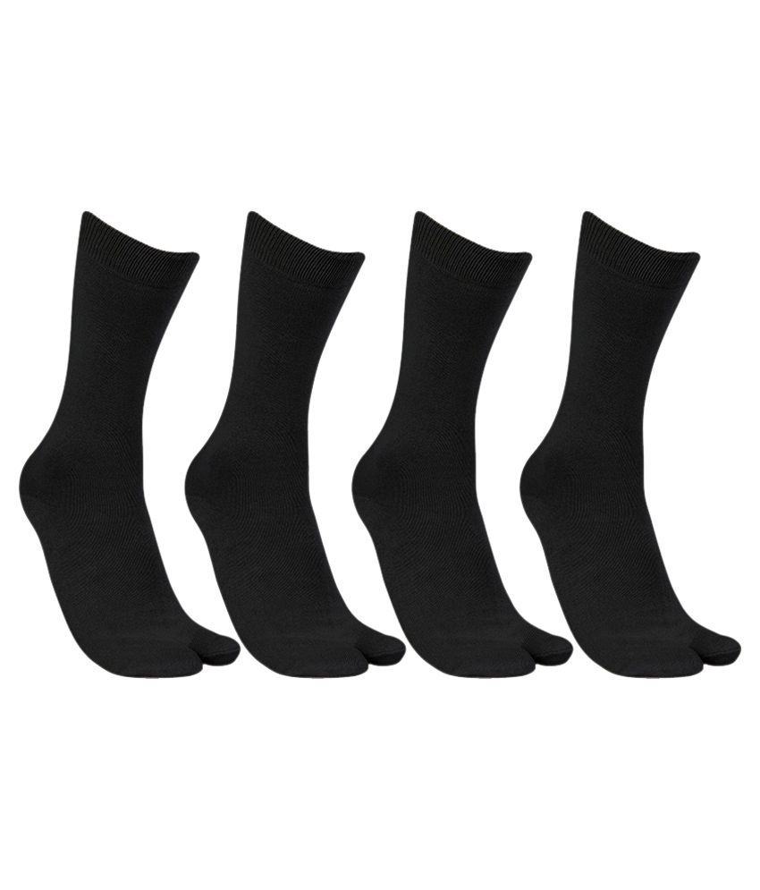     			Neska Moda Black Cotton Casual Thumb Socks For Women - Pack Of 4