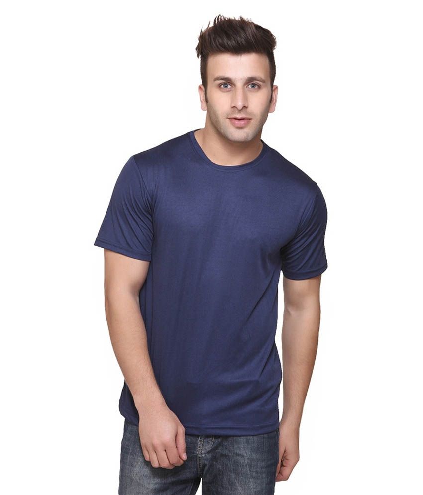     			Funky Guys Polyester Slim Fit Solid Half Sleeves Men's Round T-Shirt - Navy Blue ( Pack of 1 )