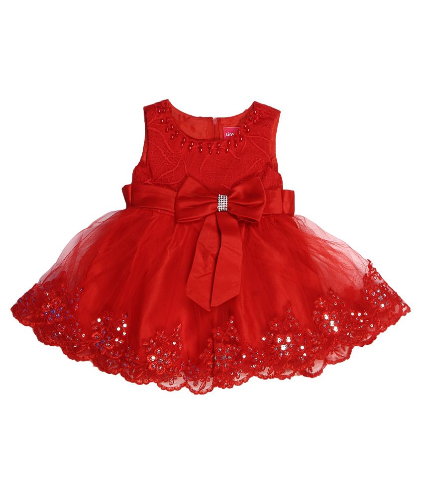 TINY GIRL Red Net Frock - Buy TINY GIRL Red Net Frock Online at Low ...