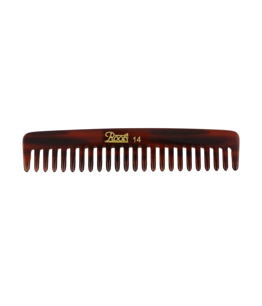 Roots Brown Wide Teeth Comb For Wavy Curly Thick Short Hair Pack