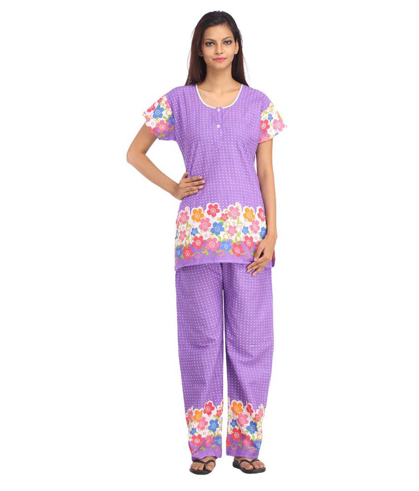 Buy Aasma Multi Color Cotton Nightsuit Sets Pack of 2 Online at Best ...