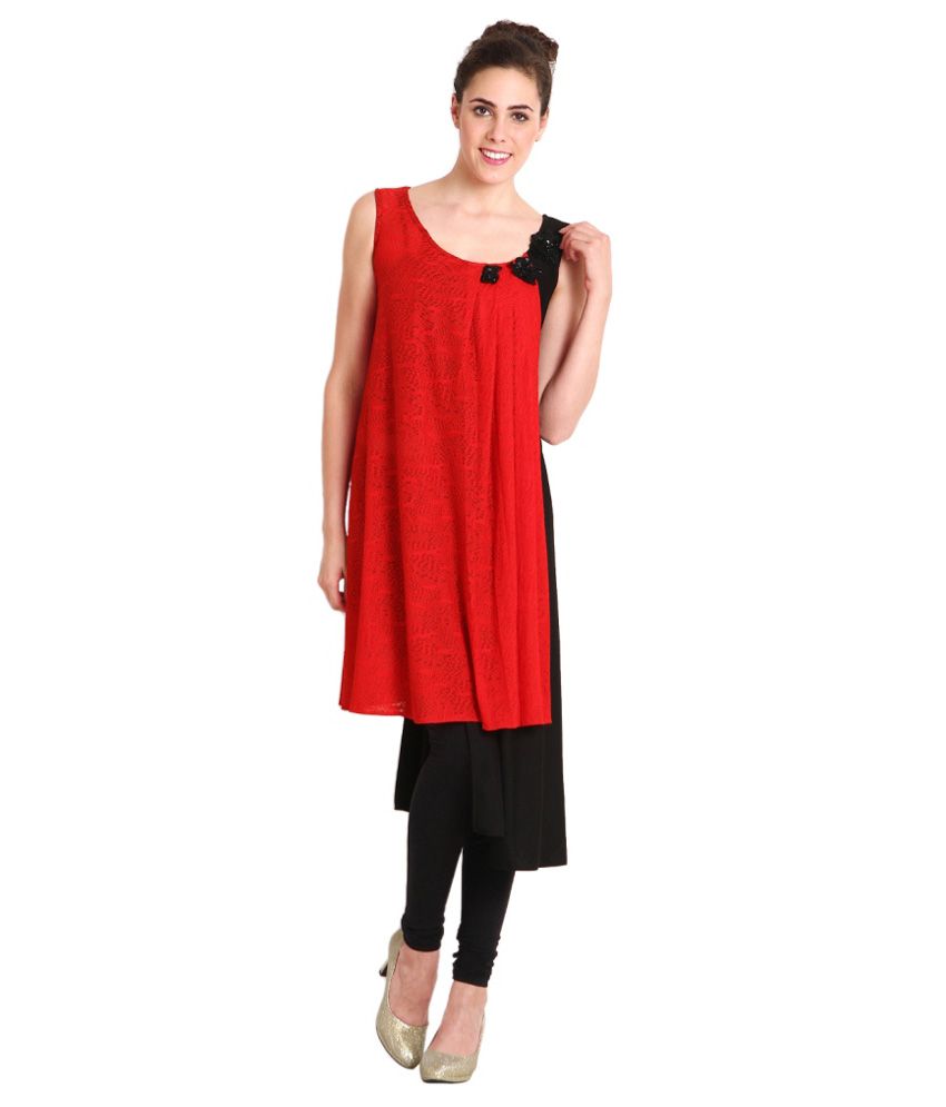 Soie Red Polyester Tunics - Buy Soie Red Polyester Tunics Online at ...