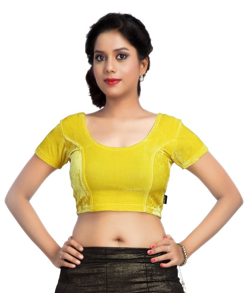 yellow velvet blouse