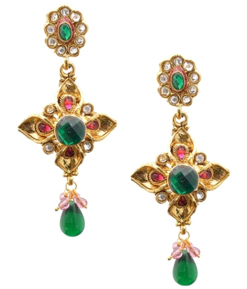 Royal Bling Gold & Green Gold Plated Drop Earrings - Buy Royal Bling ...