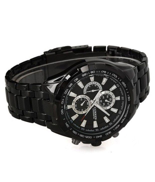 curren black analog watch