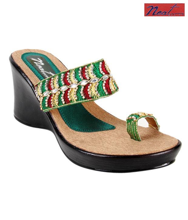 red black and green sandals