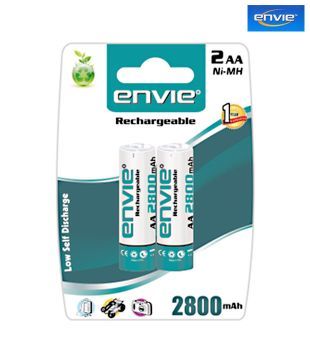 Envie 2 x AA 2800mAh Ni Mh Rechargeable Batteries