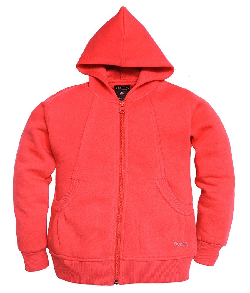 Femea Red Hooded Sweatshirt For Girls - Buy Femea Red Hooded Sweatshirt For Girls Online at Low 