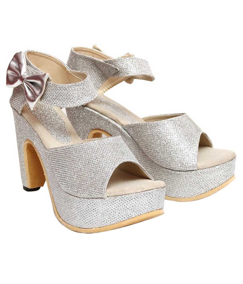 silver block small heels