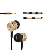 Rujve MI In Ear Wired Earphones With Mic Gold
