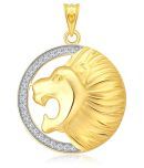 Vighnaharta Angry Lion (CZ) Gold and Rhodium Plated Pendant