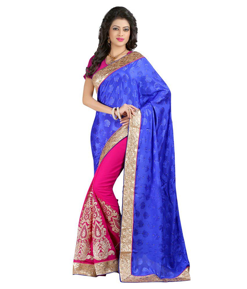 Rekha Fashion Hub Blue Georgette Saree - Buy Rekha Fashion ...