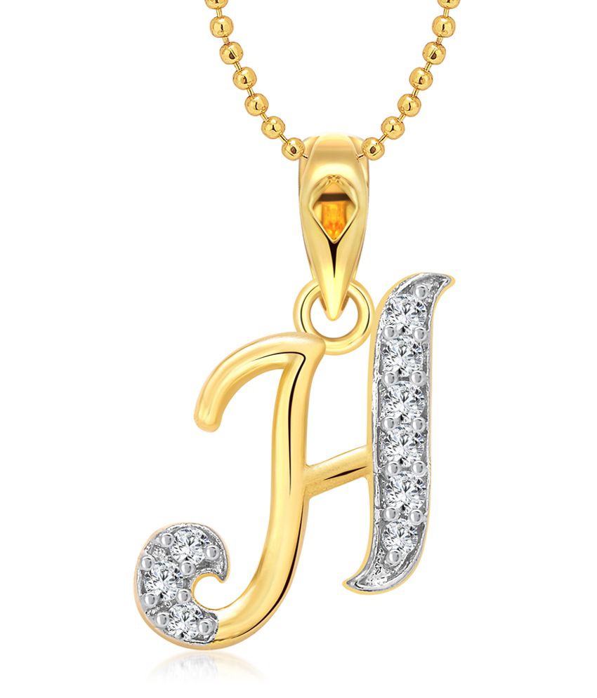     			Vighnaharta H Letter CZ Gold and Rhodium Plated Pendant