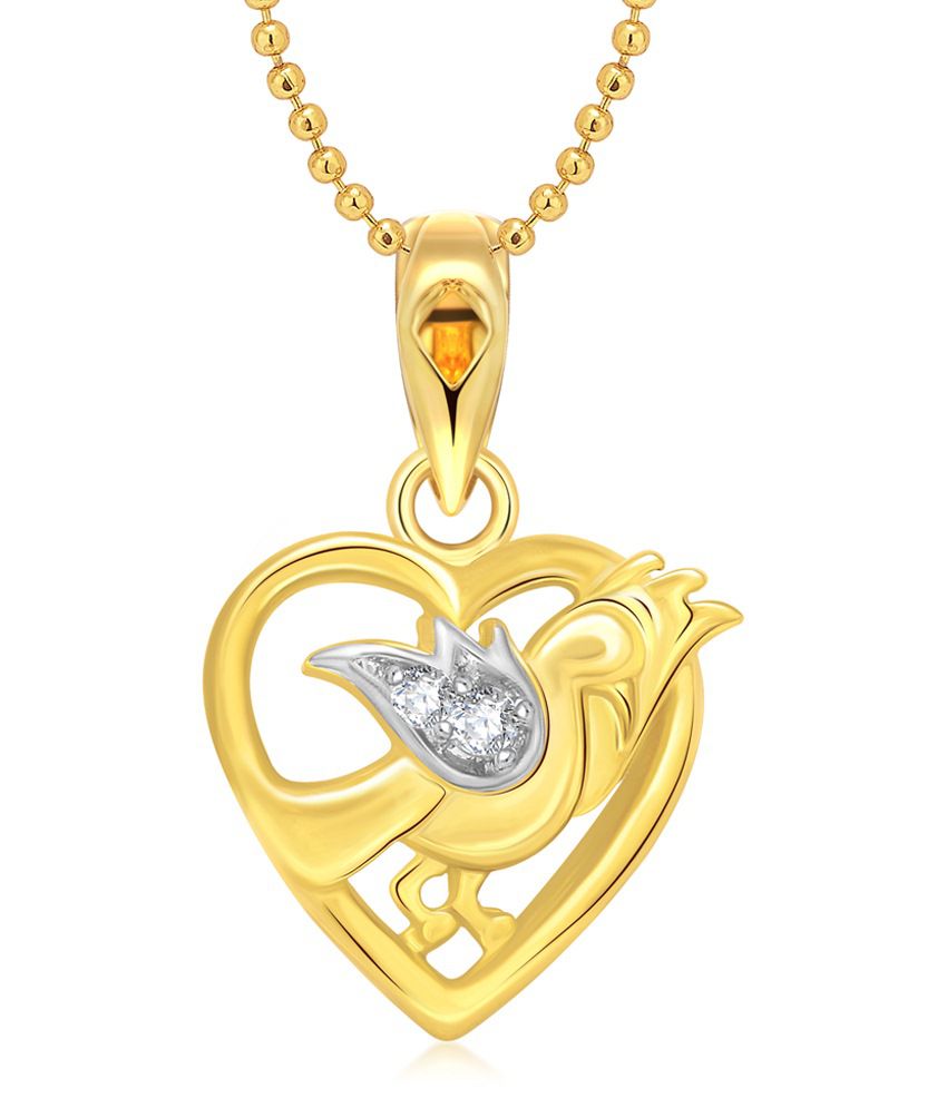     			Vighnaharta Pigeon Heart (CZ) Gold and Rhodium Plated Pendant