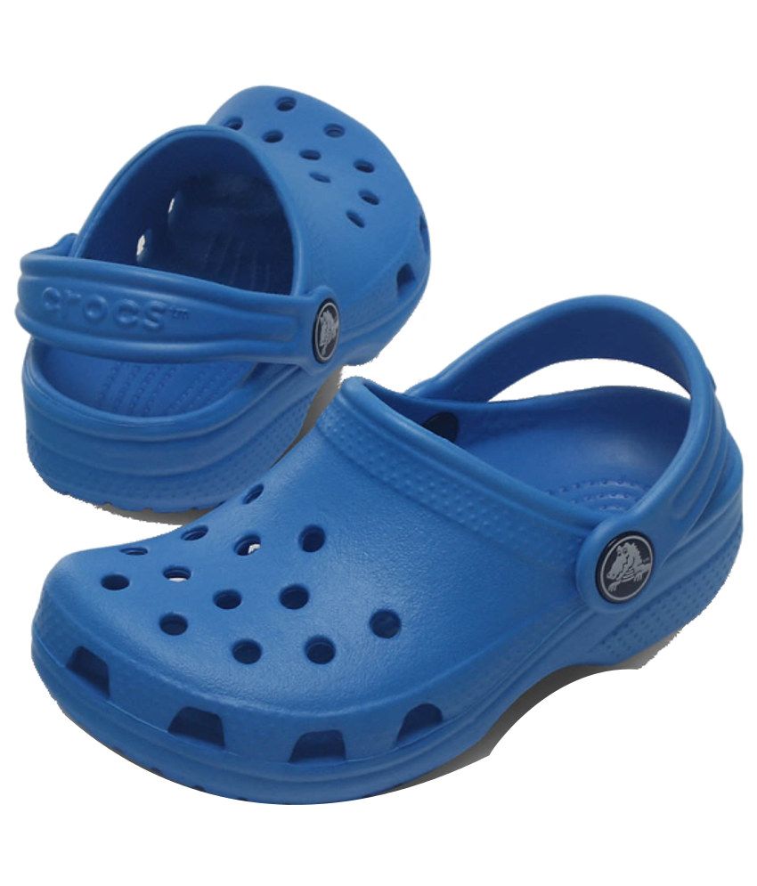 tan crocs with blue strap