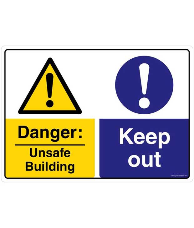 Safety Sign Store Danger: Unsafe Building. Keep Out Facility Signs-Poly ...