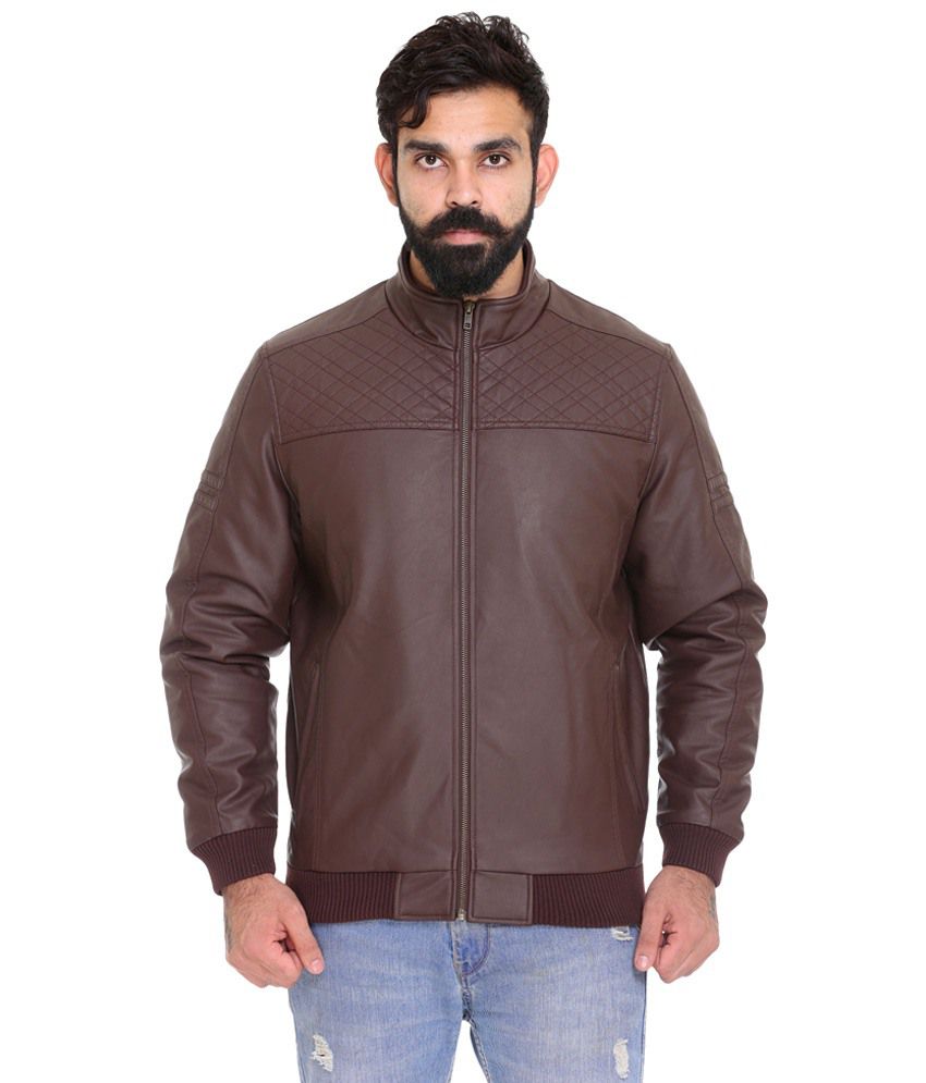 Trufit Brown Leather Full Sleeve Jacket - Buy Trufit Brown Leather Full ...