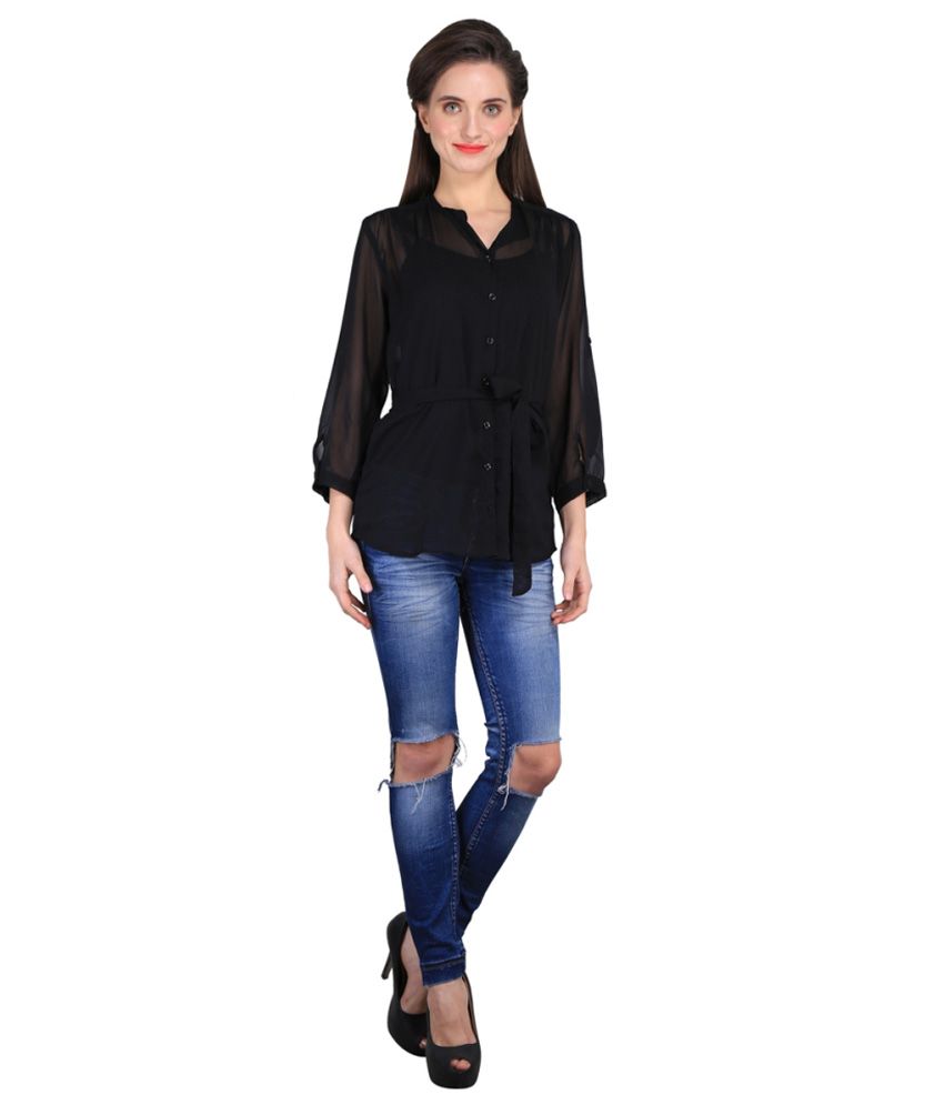 Sierra Black Polyester Tops - Buy Sierra Black Polyester Tops Online at Best Prices in India on 