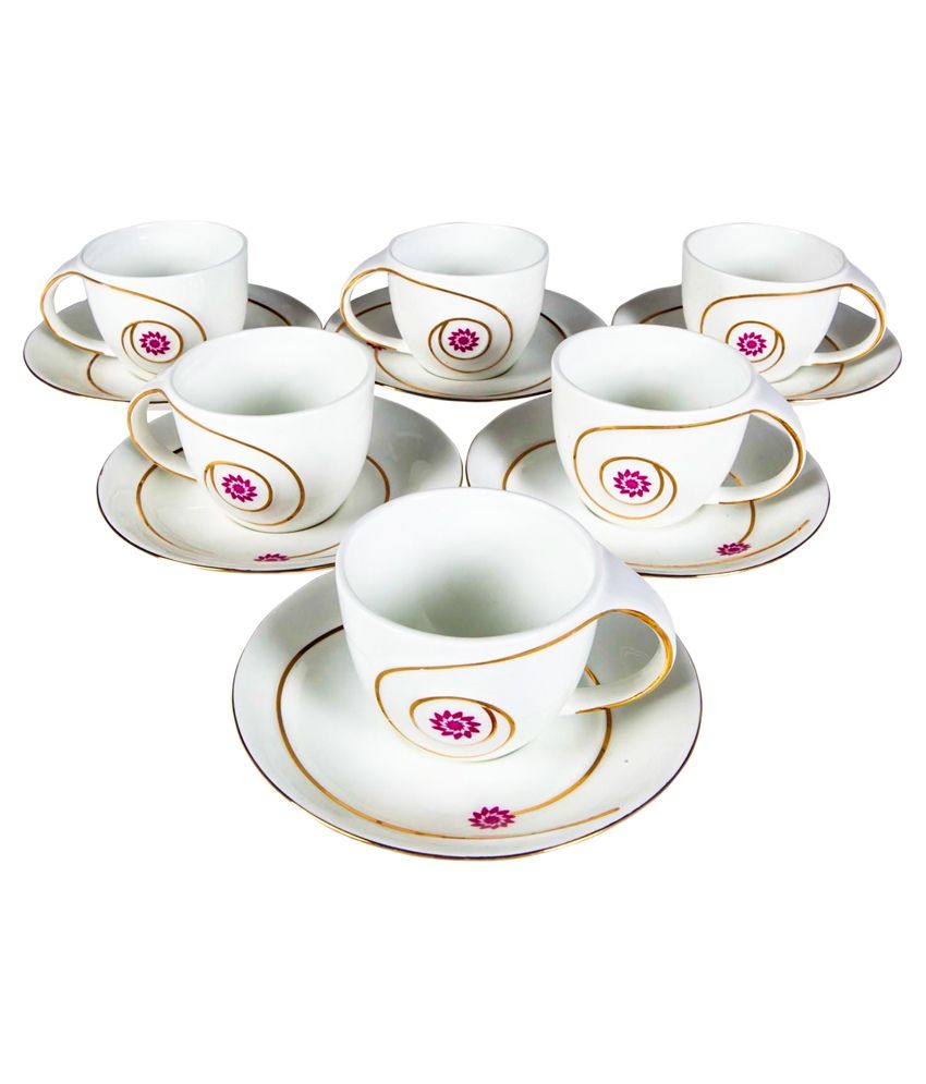 Jcpl White Cups And Saucers Set Of 12 Buy Online At Best Price In India Snapdeal