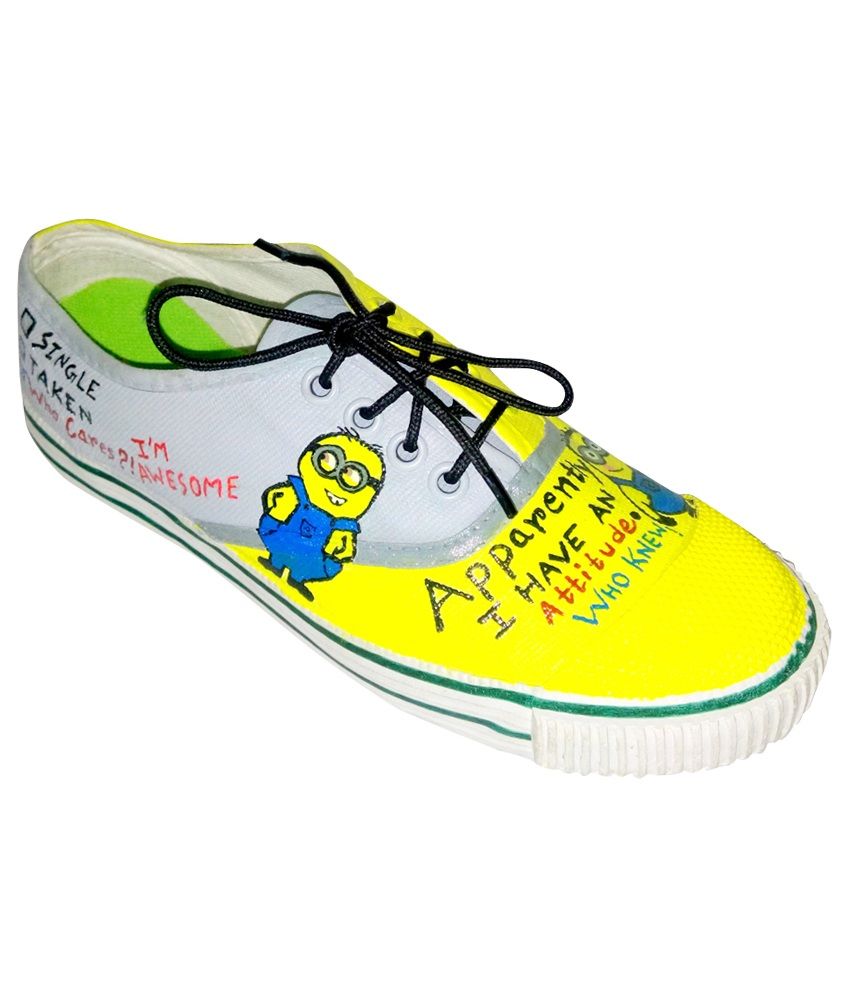 Funky N Trendy Yellow &amp; Gray Casual Shoes Price in India