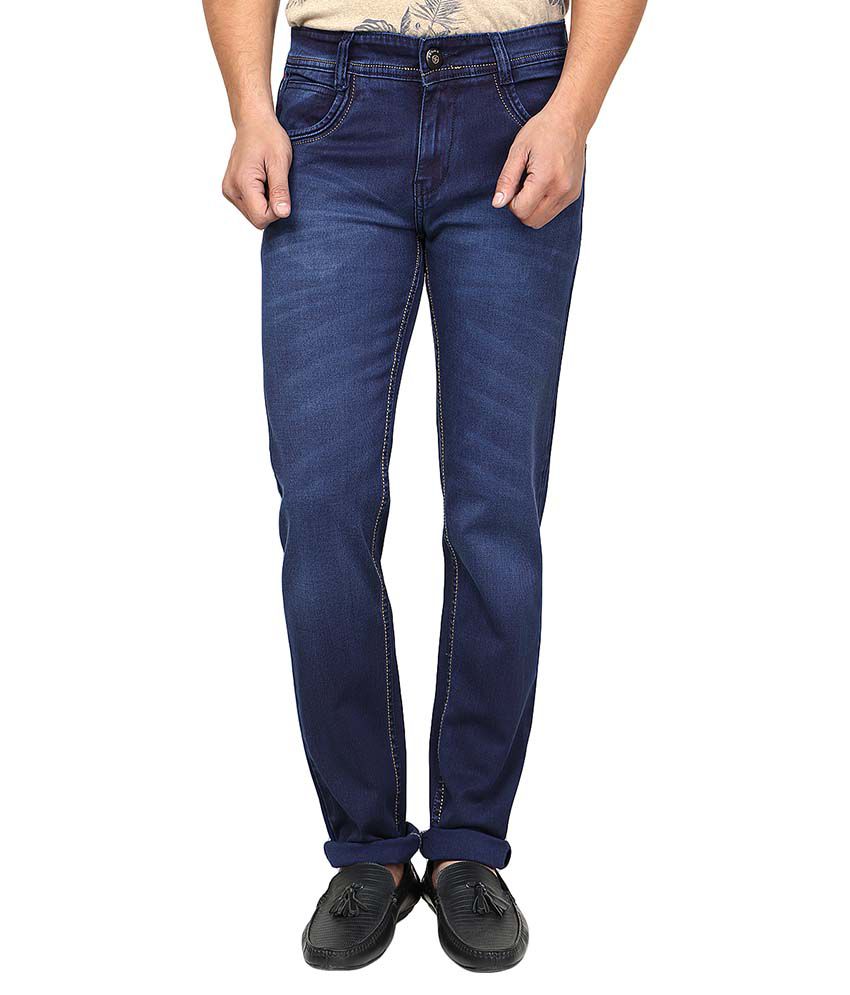 XJI Blue Regular Fit Jeans - Buy XJI Blue Regular Fit Jeans Online at ...