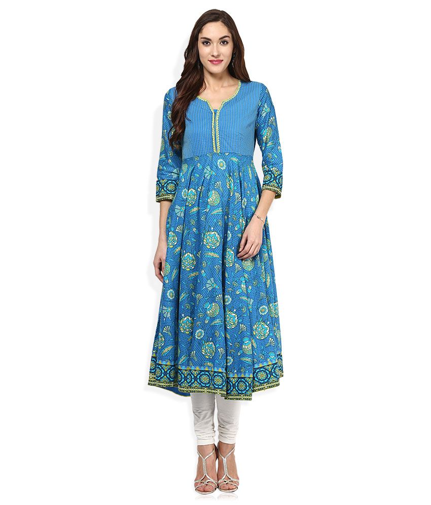 biba blue printed kurta