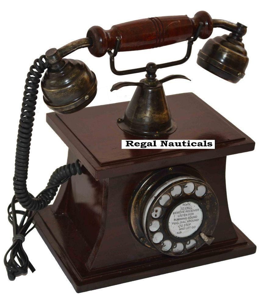 Old Style Vintage Telephone In Brown Polish-With Wiring And Its In ...