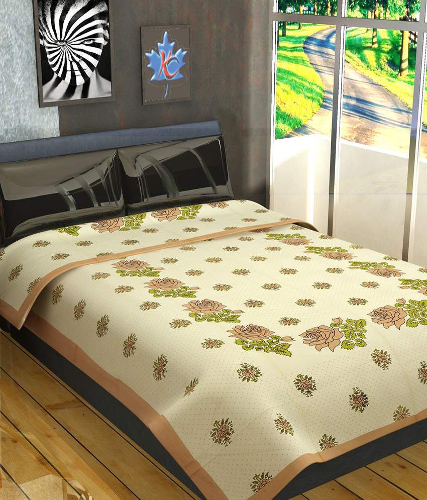     			Frion Kandy Rose Printed Cotton Single Bed Sheet