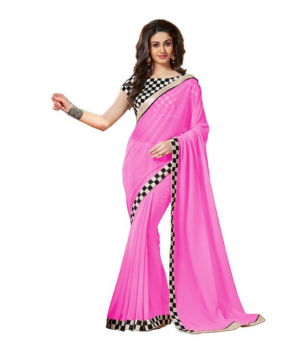 Angel Saree Pink Chiffon Saree - Buy Angel Saree Pink Chiffon Saree ...
