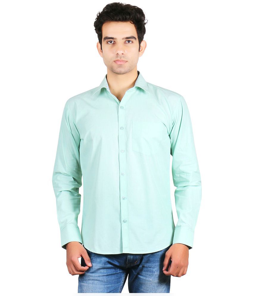 Valbone Light Green Color Slim Fit Solid Pattern Casual Men's Shirt ...