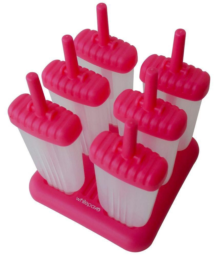 WhitePavo Pink Plastic Popsicle Stick Molds Pack of 6