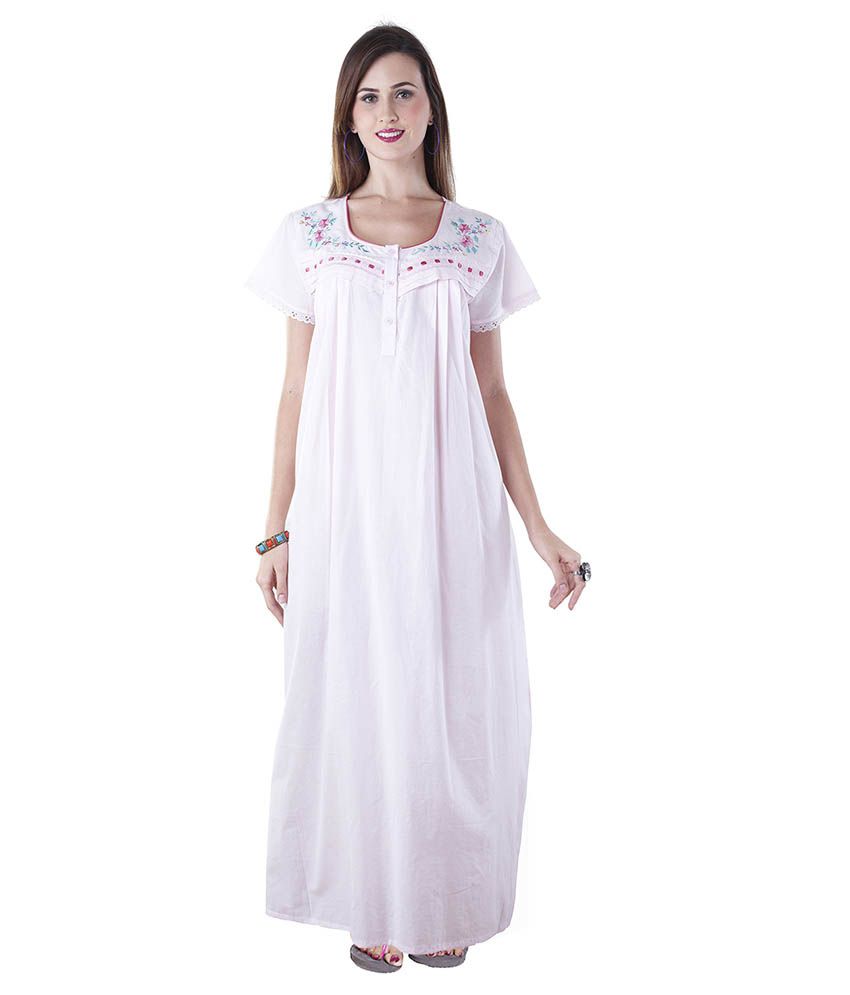 Buy Ishin White Cotton Nighty Online at Best Prices in India - Snapdeal