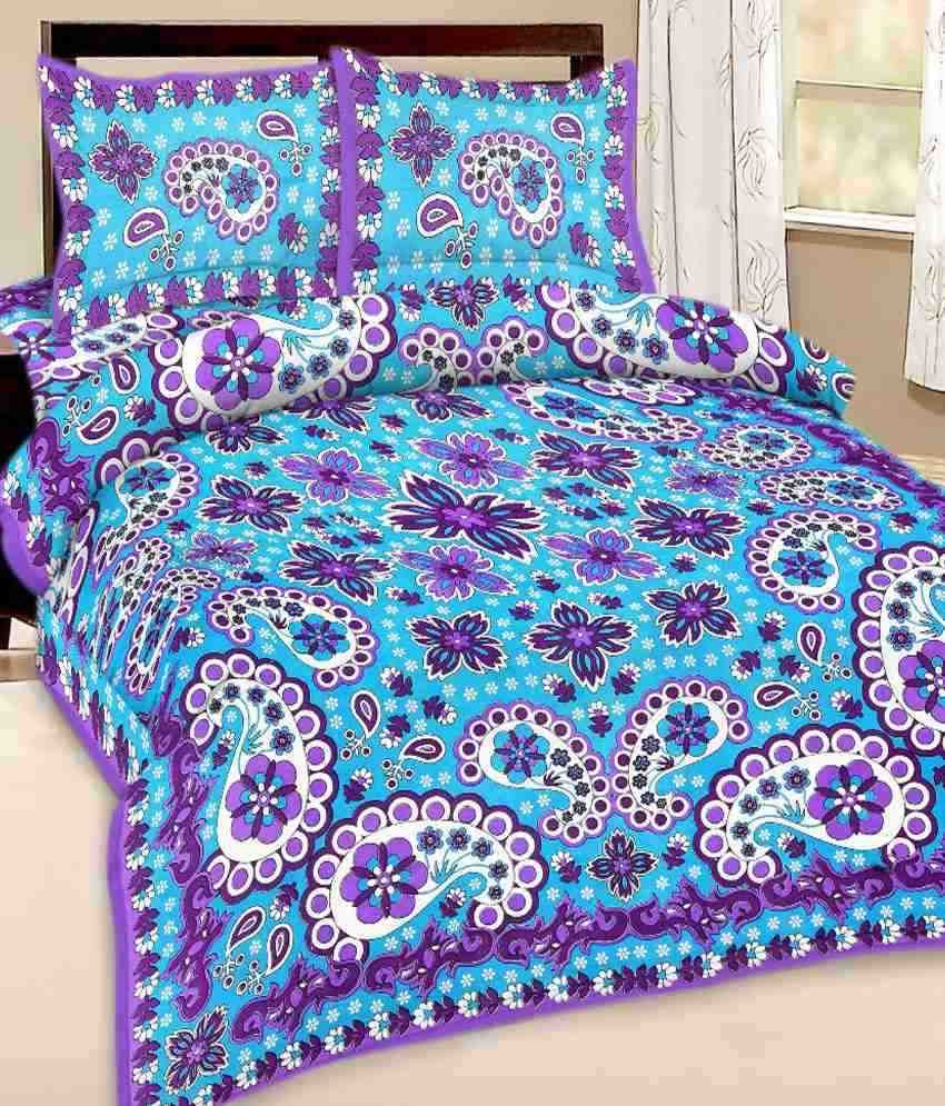 Shopping Rajasthan Double Cotton Multi Printed Bed Sheet Buy1 Get1
