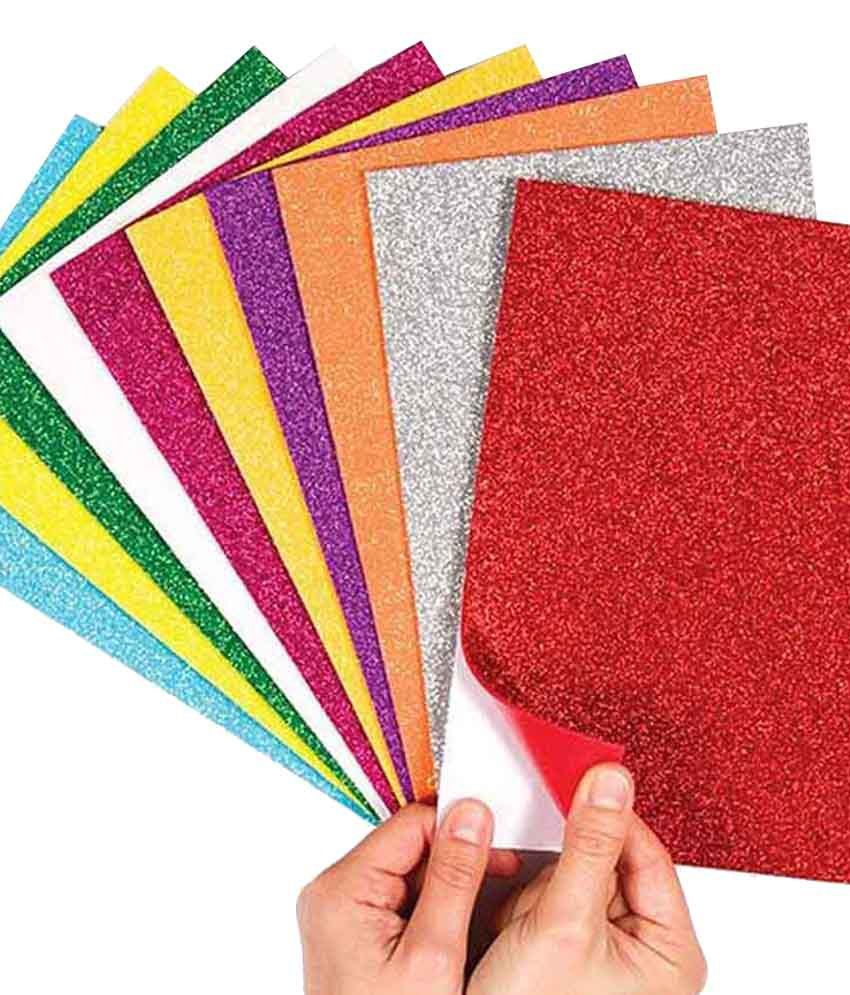     			Rs Arts And Crafts Multicolour Self-adhesive Glitter Foam Sheets - Set Of 5