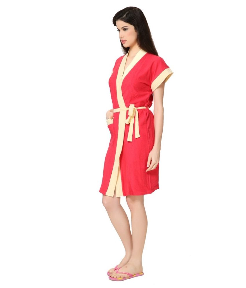 Feelblue Red Plain Cotton Bathrobe Buy Feelblue Red Plain Cotton