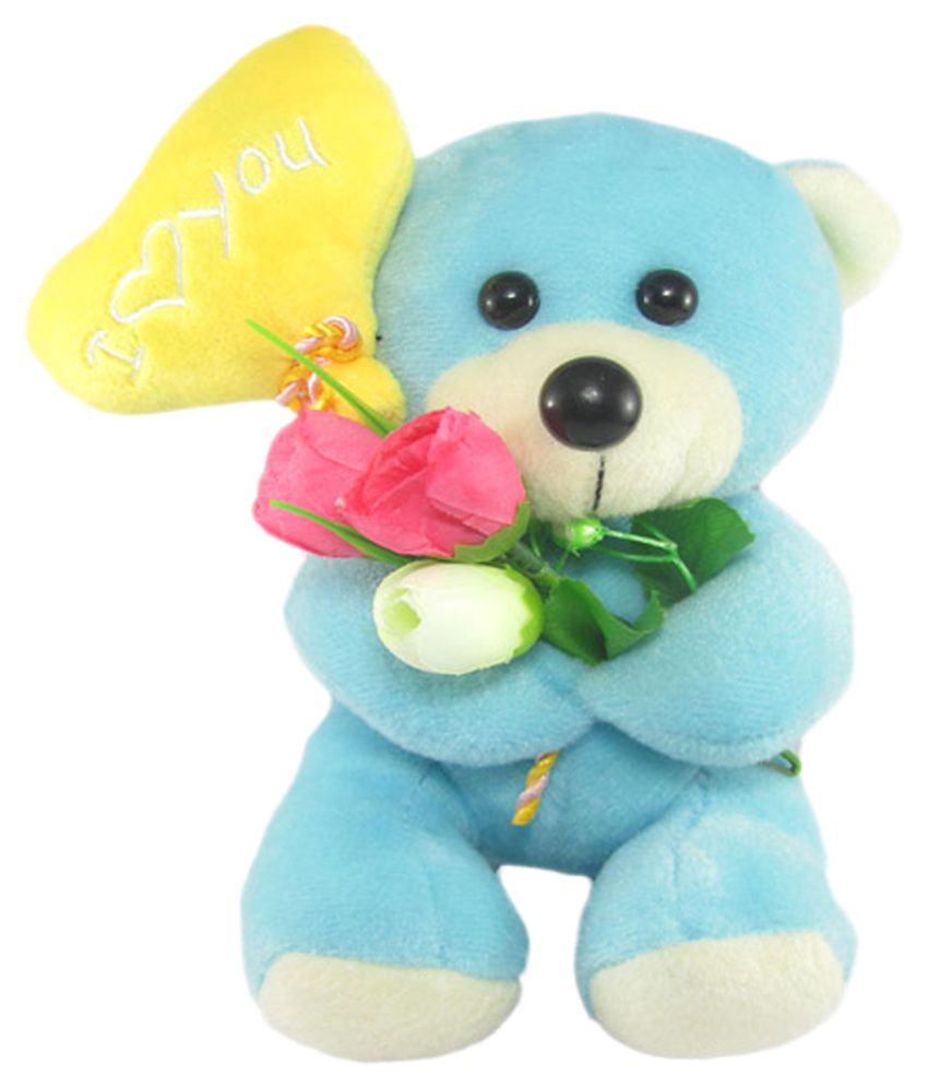     			Tickles Adorable Teddy with Balloon Heart Stuffed Soft Plush Animal Toy for Kids (Size: 18 cm Color: Blue)
