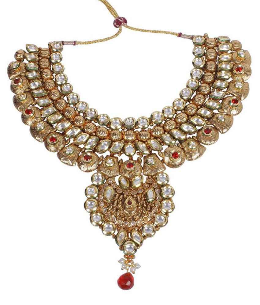 Much More Multicolour Alloy Kundan Bridal Necklace Set - Buy Much More ...
