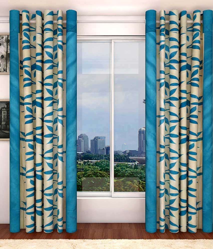     			Tanishka Fabs Solid Semi-Transparent Eyelet Curtain 5 ft ( Pack of 2 ) - Blue
