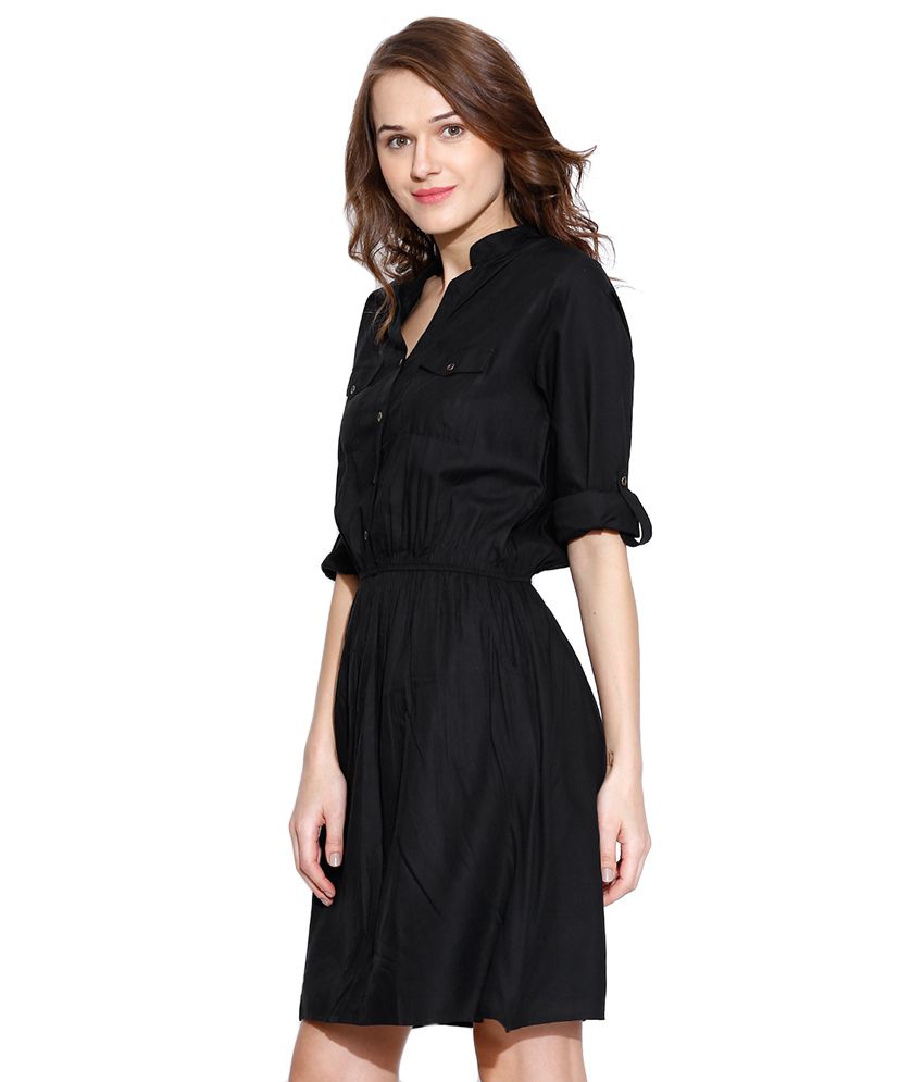 Vaak Black Rayon Dresses - Buy Vaak Black Rayon Dresses Online at Best ...