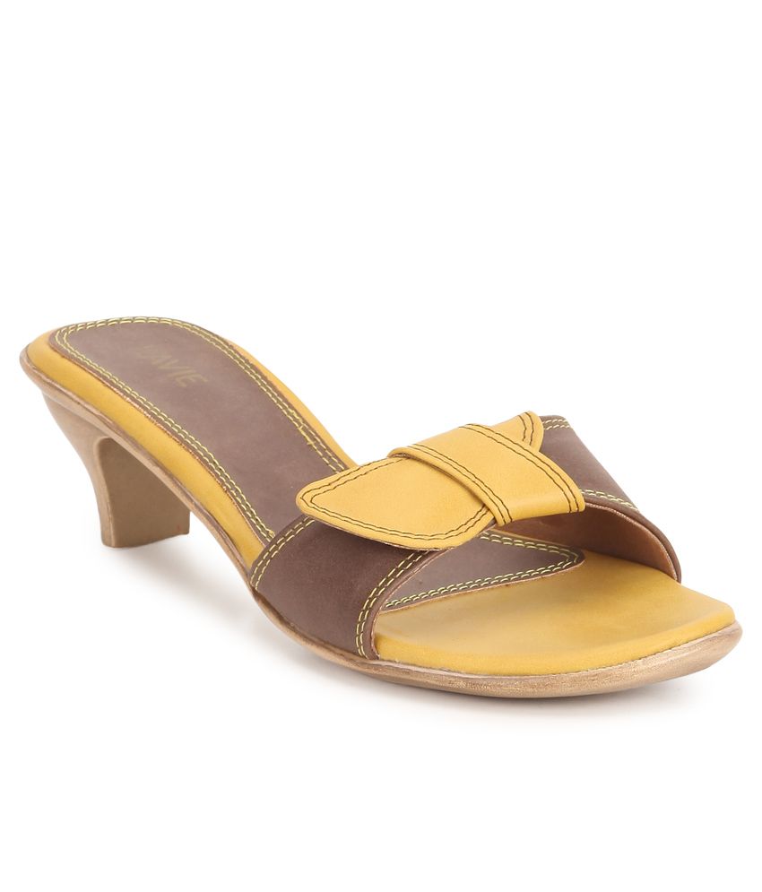 yellow slip on heels