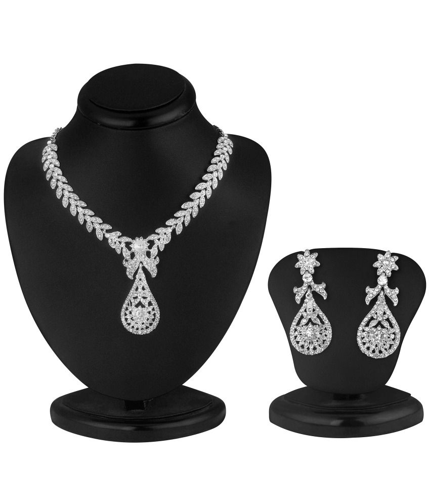     			Sukkhi White Contemporary Austrian Diamond Alloy Necklace Set