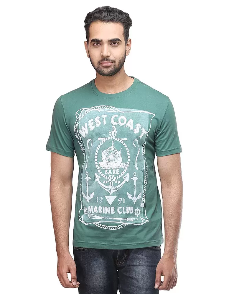 Bare Cotton T-shirt - Buy Bare Denim Green Cotton T-shirt Online at Best Prices in India on Snapdeal