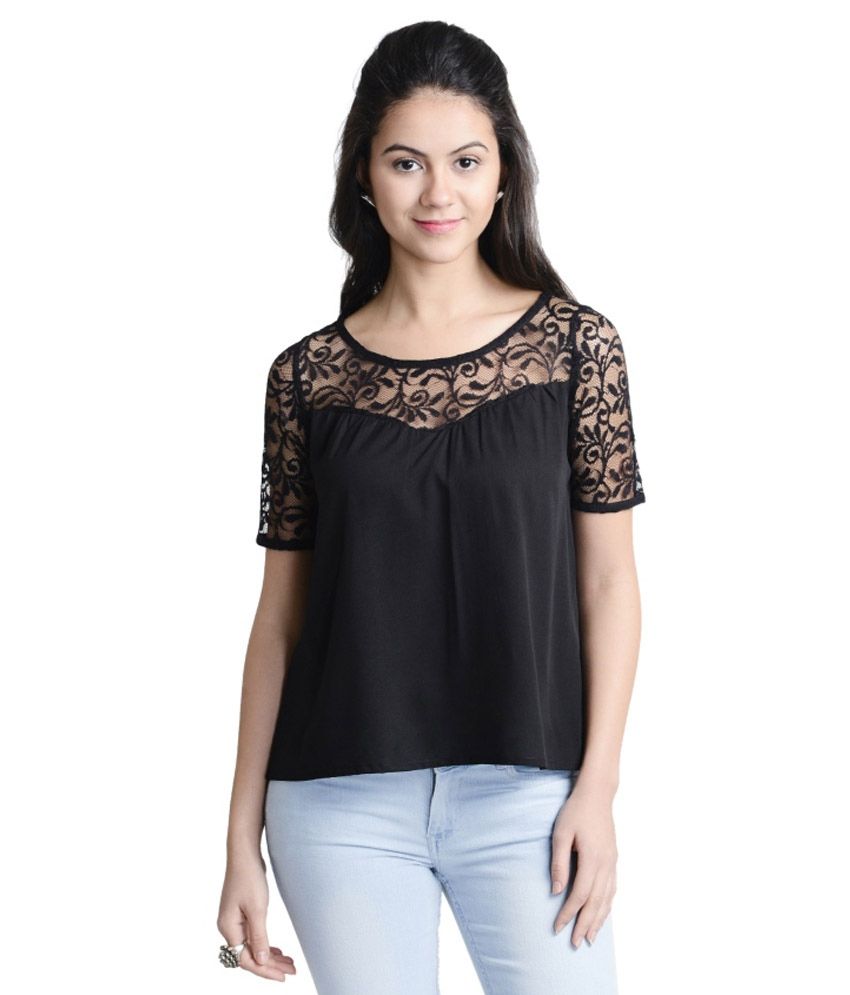 At499 Black Polyester Tops - Buy At499 Black Polyester Tops Online at Best Prices in India on 