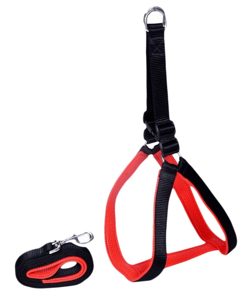     			Pet Club51  bLACK And Red Nylon HARNESS