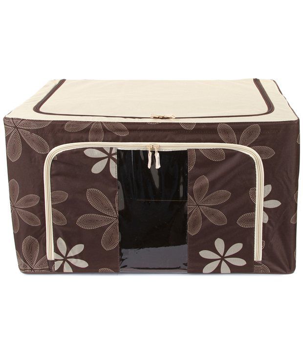     			UberLyfe Foldable Cloth Storage Box with Steel Frames (Brown, 66L)