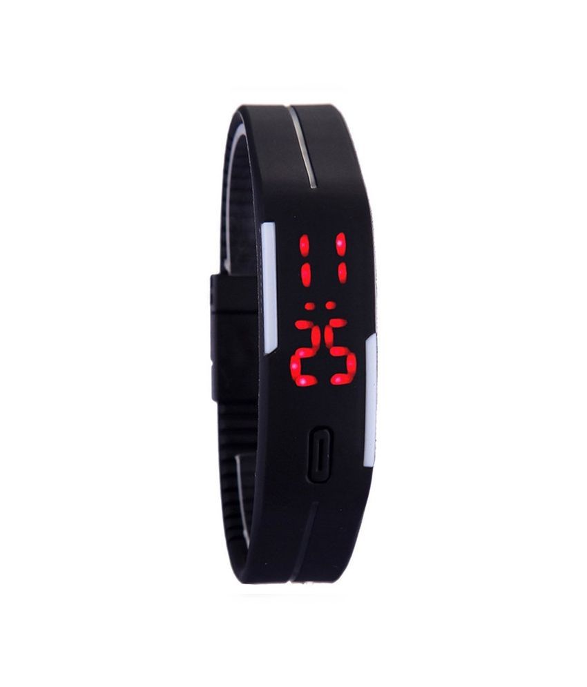 smc black digital led watch