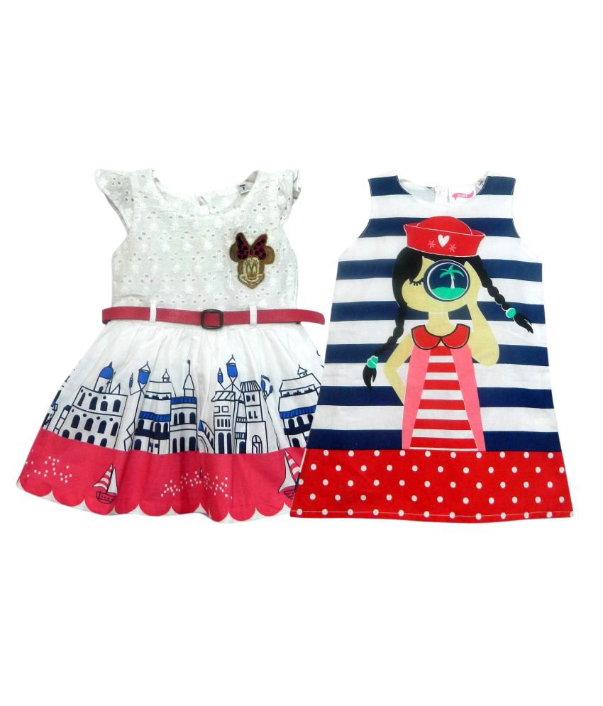 Moda Multicolour Dress For Girls Of 2 - Buy Bella Multicolour Dress For Girls Pack Of 2 Online at Price - Snapdeal